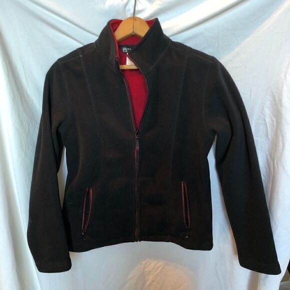 B. C. Clothing Light fleece jacket Black with red accent Petite Small - Picture 1 of 7
